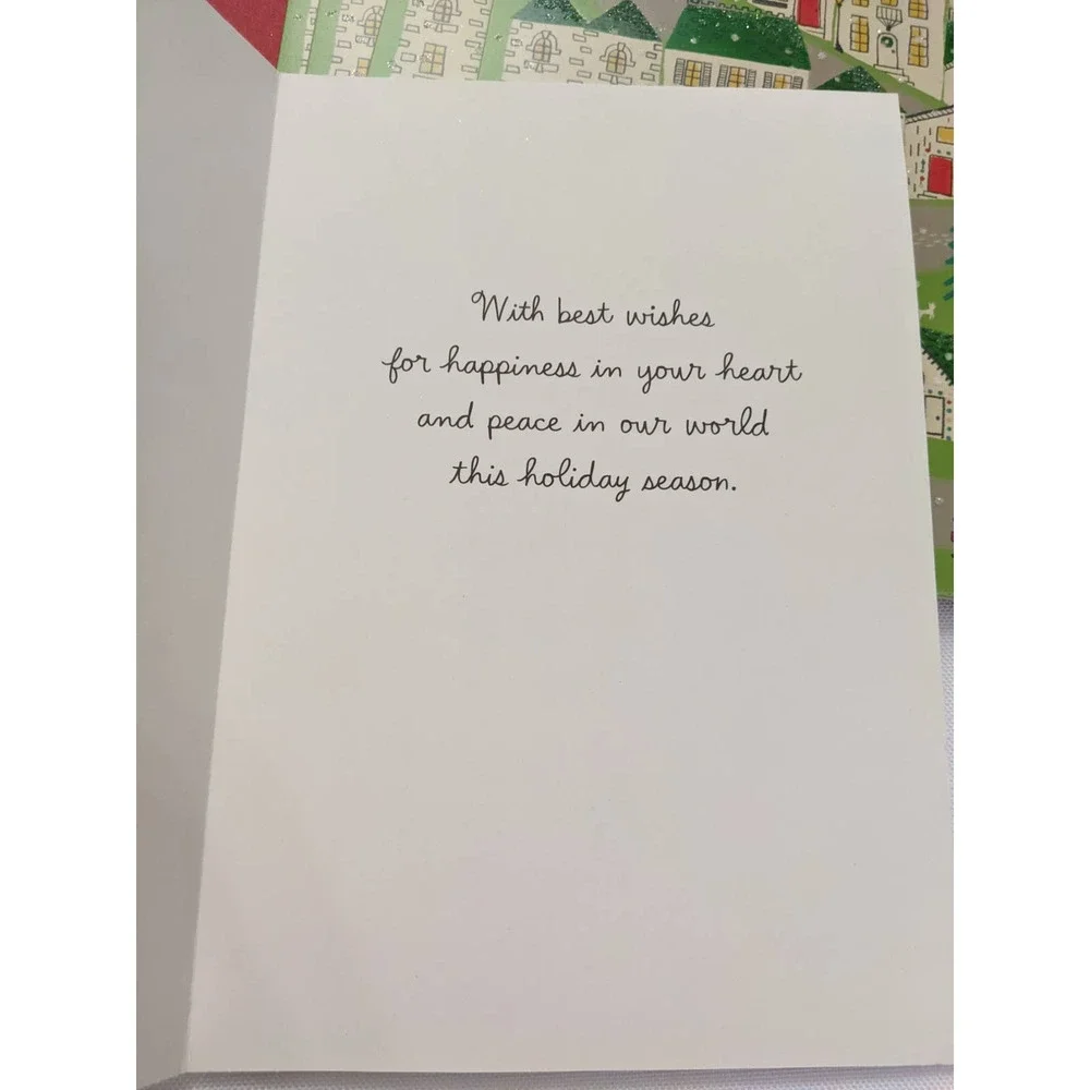 GWP 5 new hallmark christmas card buildings houses car dog textured cute